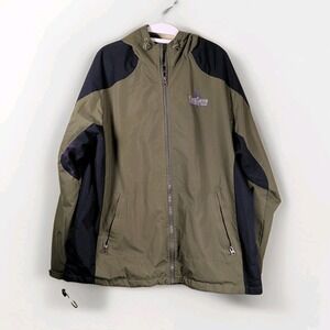 Arctic Image Mens Large Fleece Lined Coat Hood Zip Pockets Army Green & Black